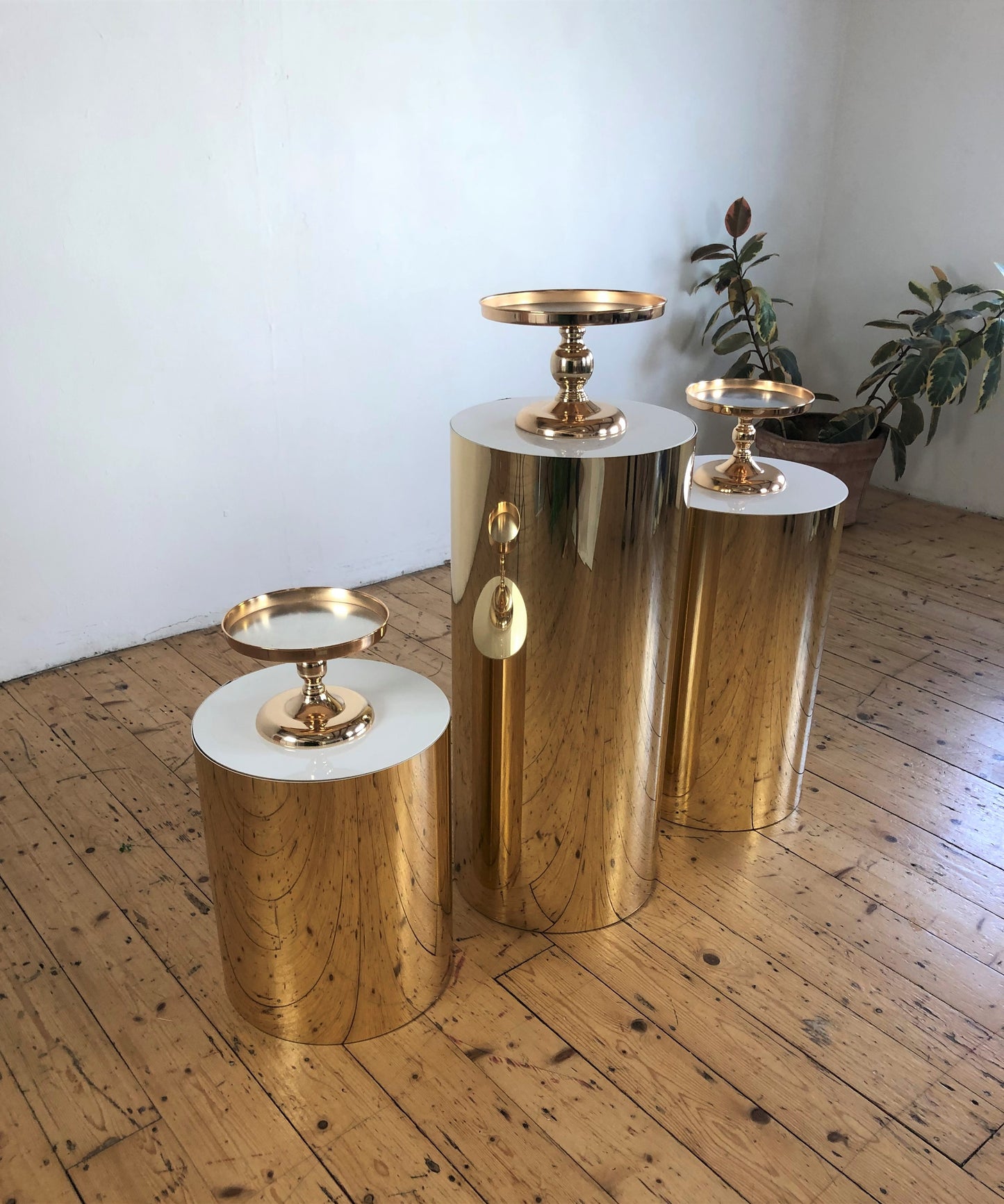 Hire Three Gold Plinths