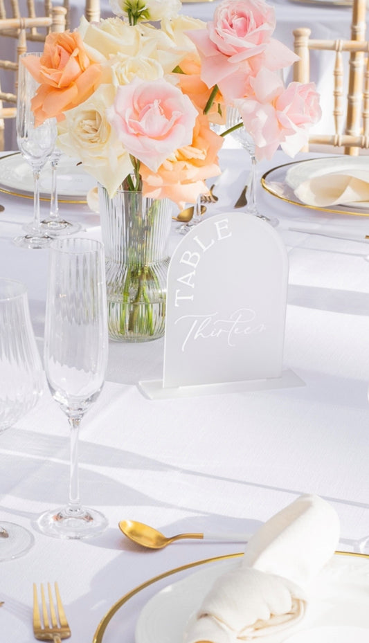 Frosted Acrylic Arch Table Numbers (1-20)